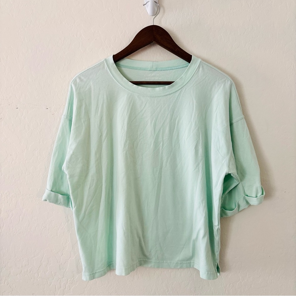 Eileen Fisher Women’s Stretch Knit Short Sleeve Top |‎ Size Small | Mint Green